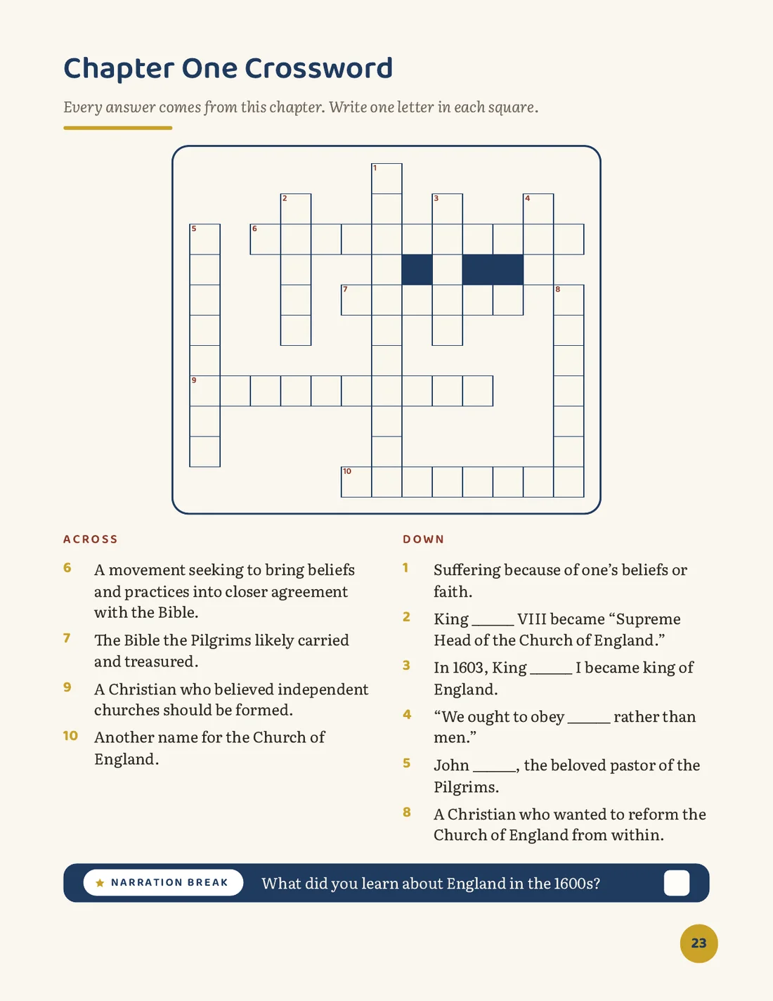 Page: the Chapter One crossword