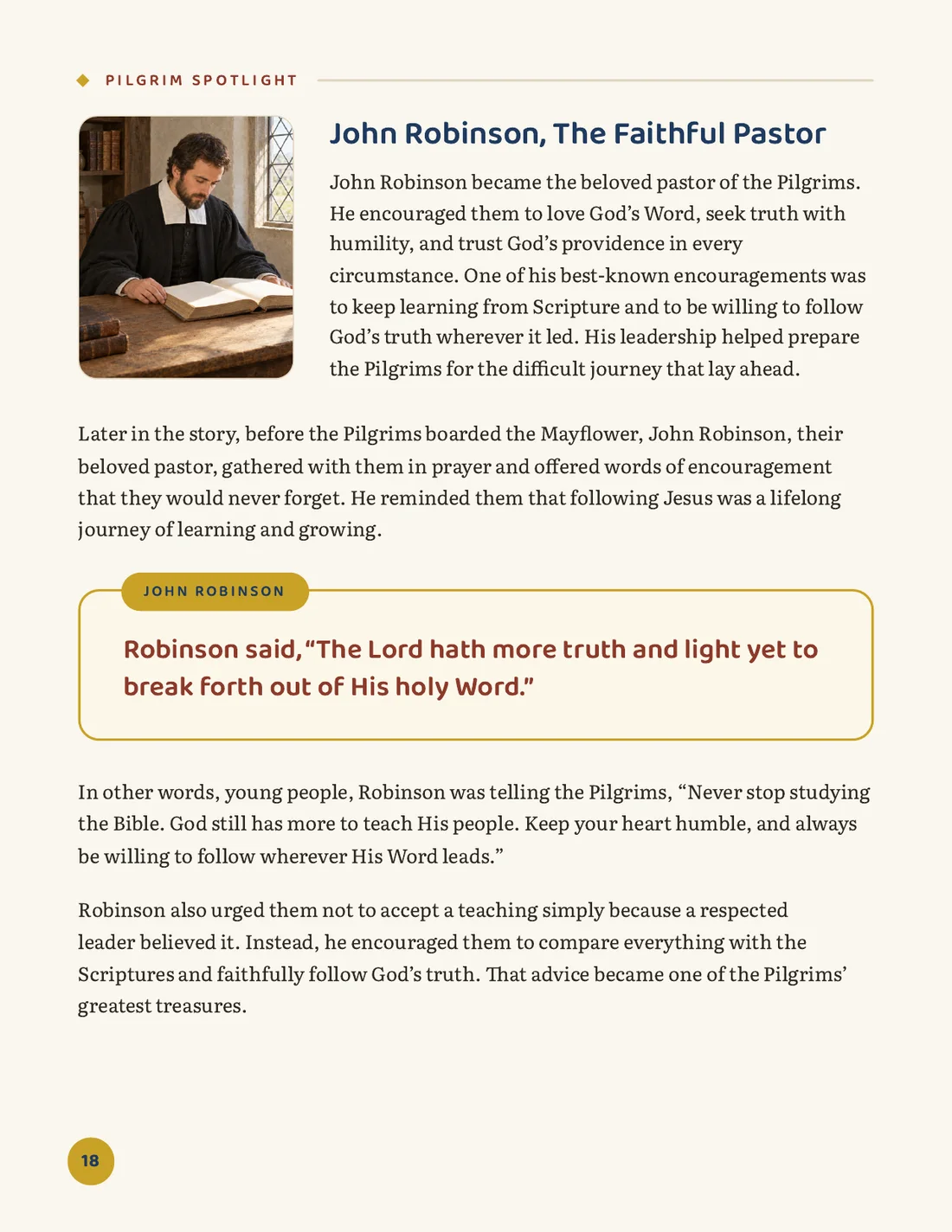 Page: Pilgrim Spotlight on John Robinson, the faithful pastor